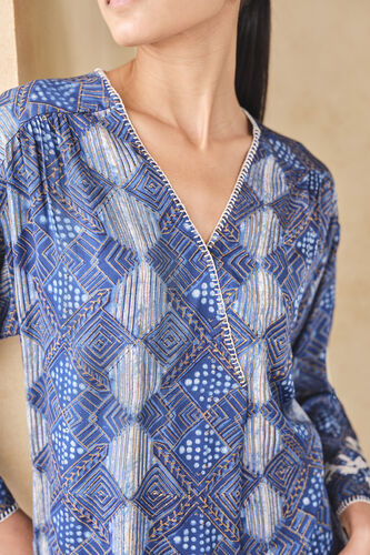 Landscape Handcrafted Dabu Top - Blue, Blue, image 6