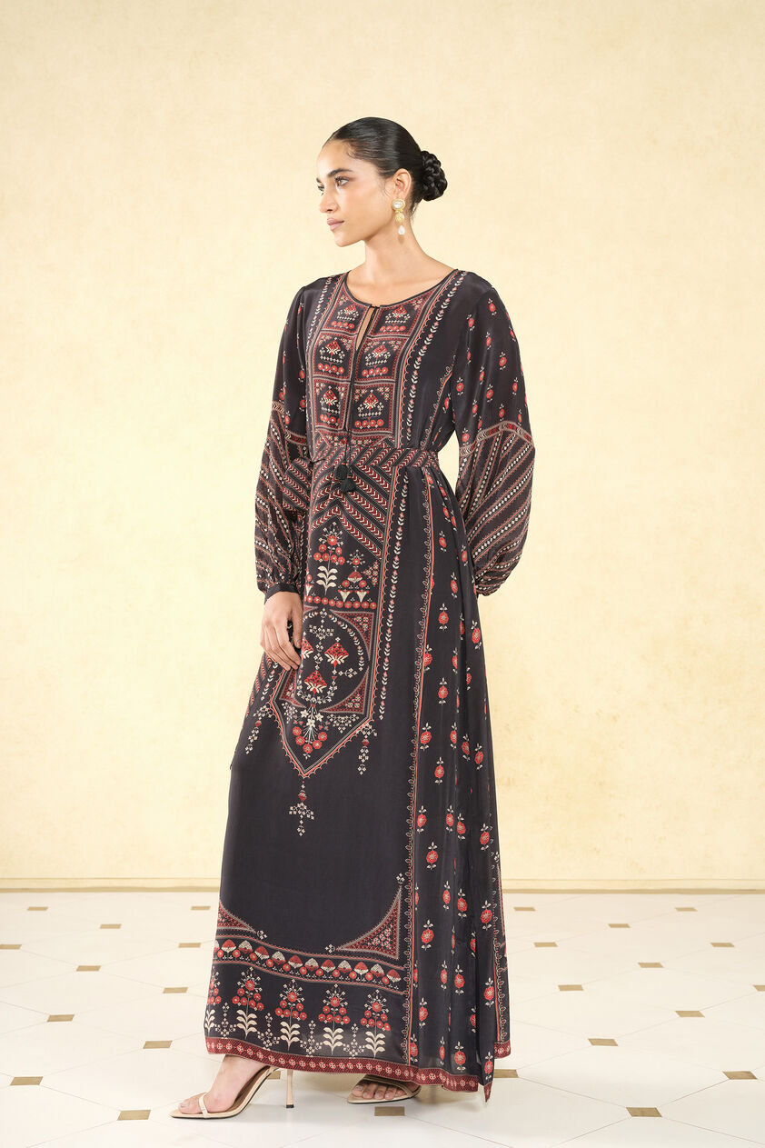 Aksum Prnted Kaftan - Black, Black, image 4