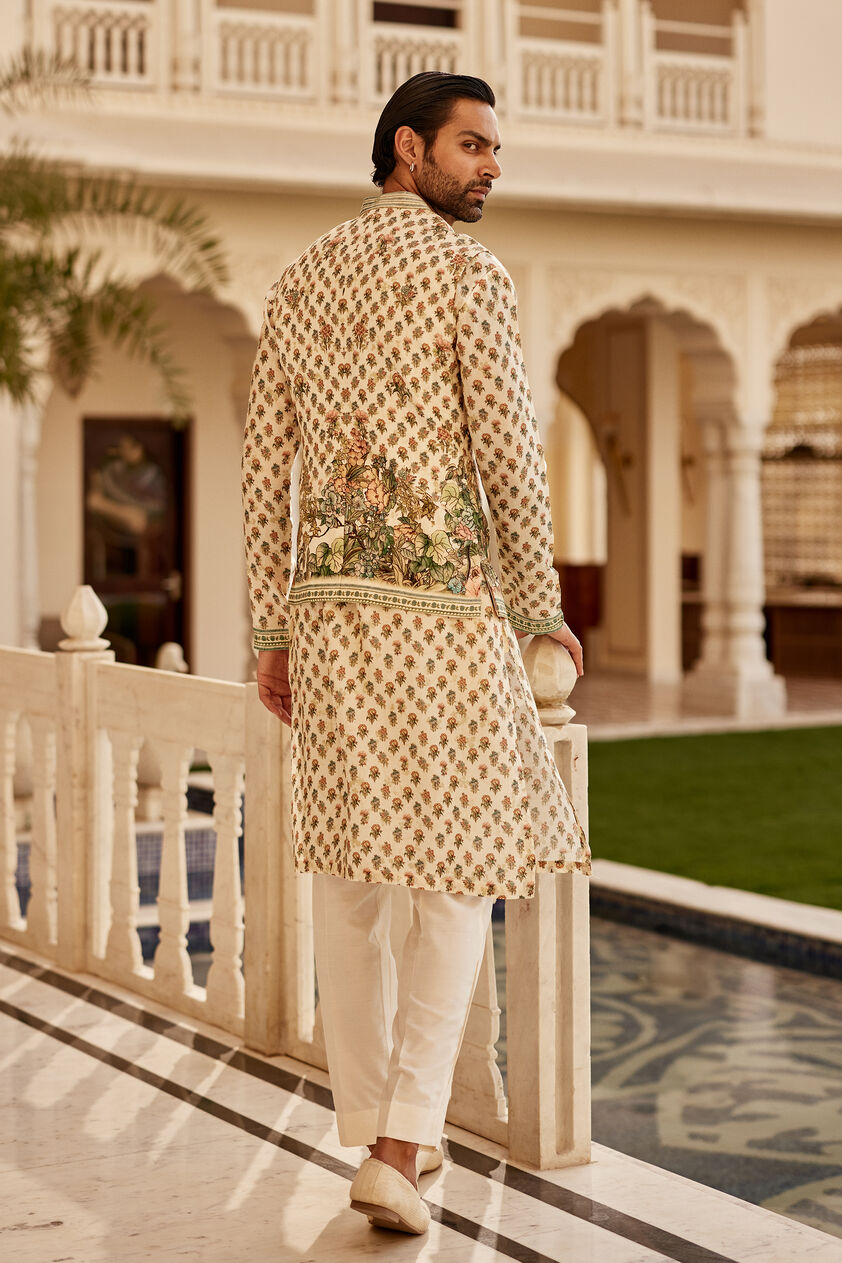 Edhas Silk Nehru Jacket - Cream, Cream, image 2
