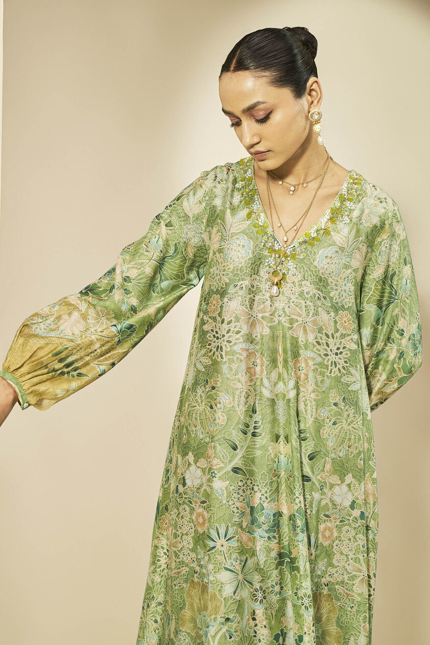 Natoya Embroidered Lyocell Kaftan - Lime, Lime, image 5