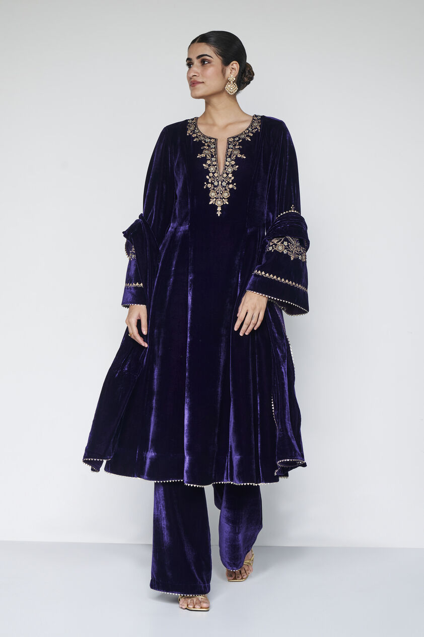 Tarakshya Embroidered Zardozi Suit Set - Blue, Blue, image 1