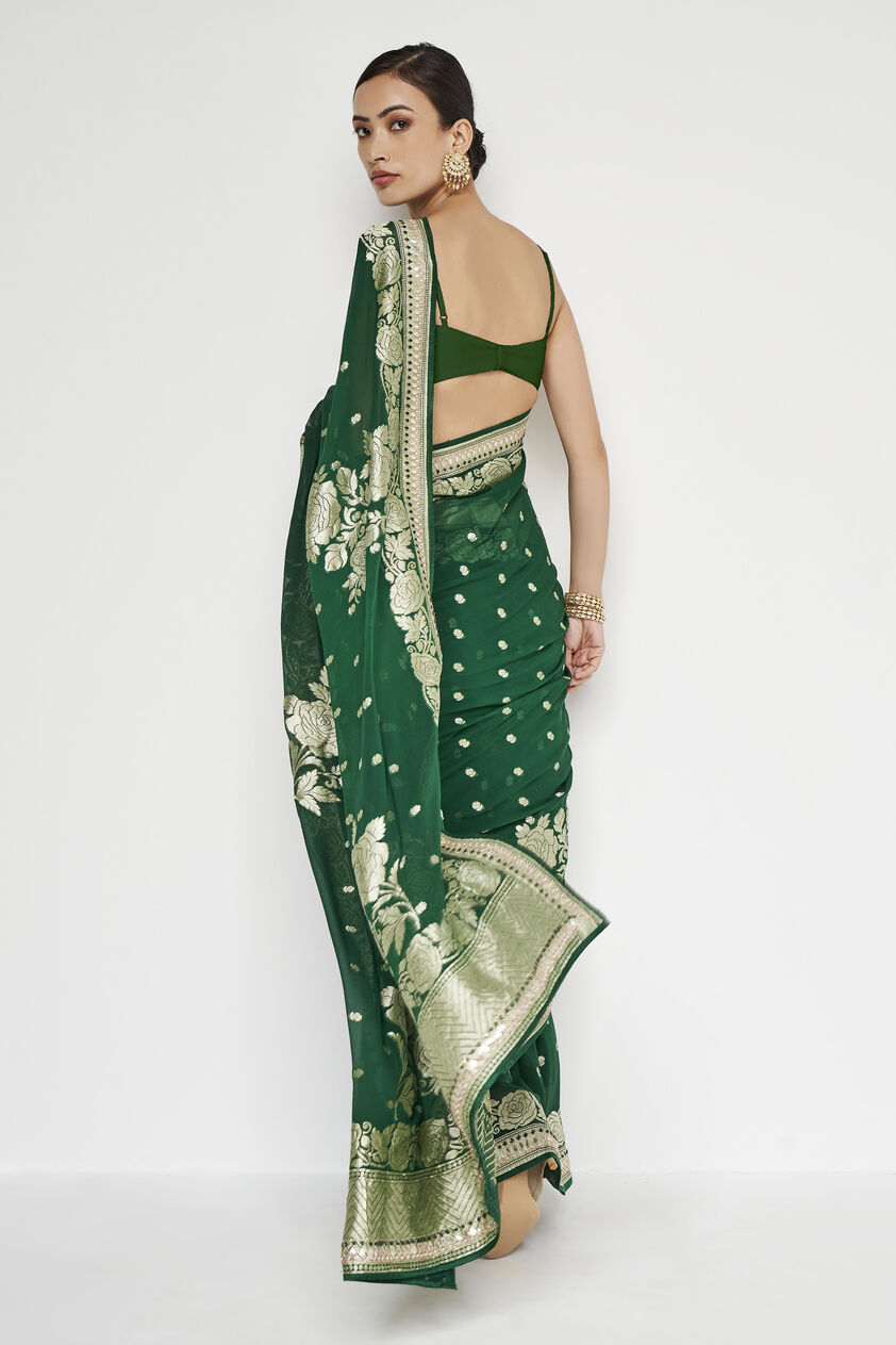 Devangana Saree - Emerald Green, , image 5