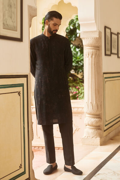 Samit Silk Kurta - Black