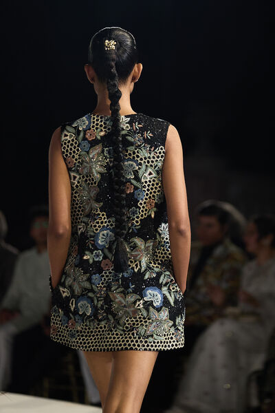 Xanthis Embroidered Silk Mini - Black