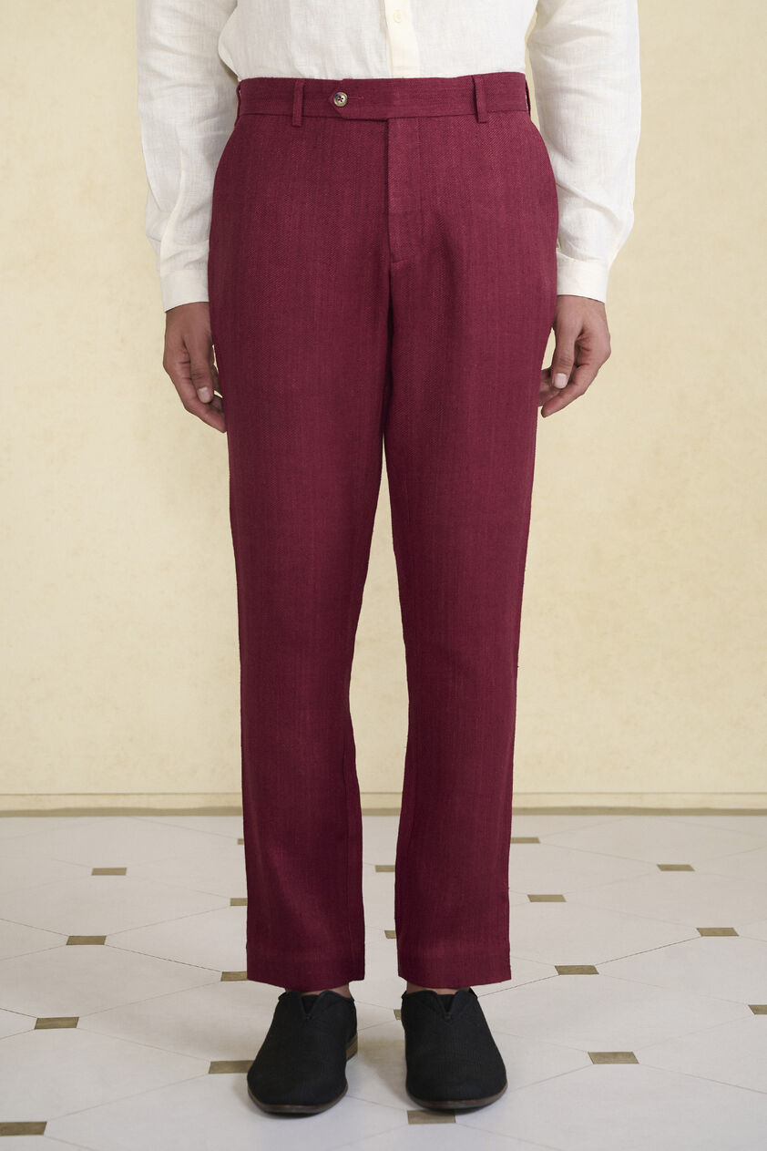 Maroon Silk Trousers, Maroon, image 3