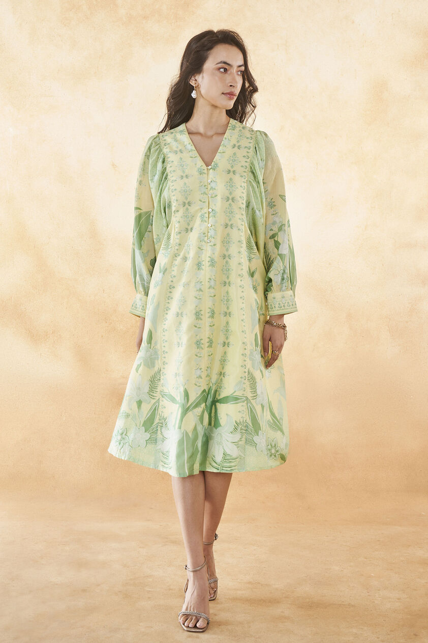 Emaline Silk Dress - Yellow, Yellow, image 1