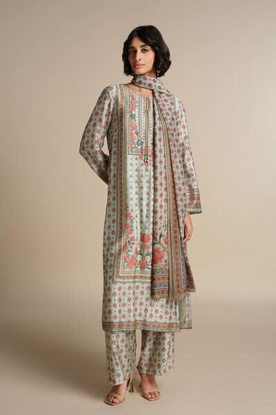 Anat Silk Suit Set - Sage