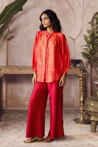 Cephas Handcrafted Shibori Silk Top - Red, Red, image 3