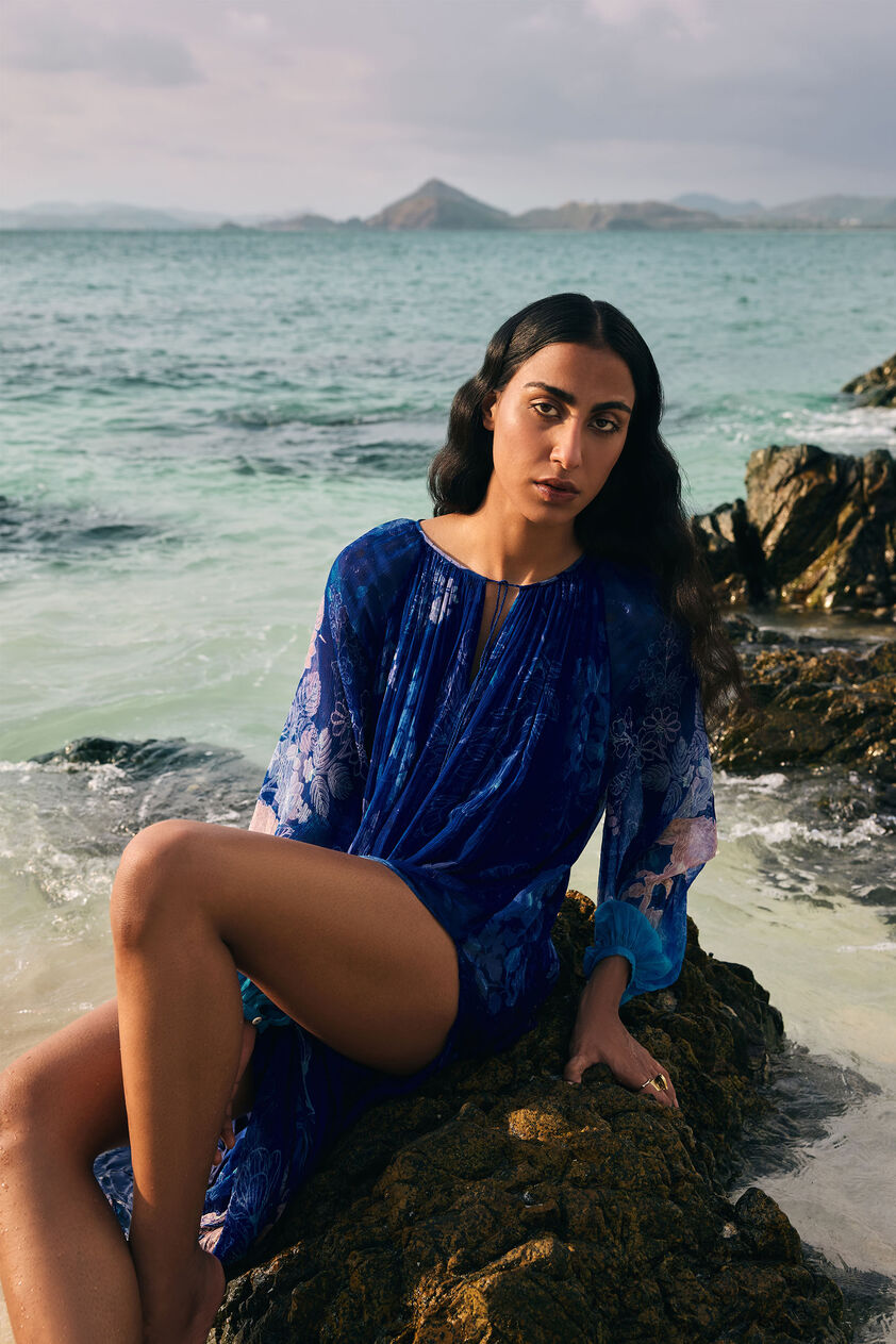 Out Of The Blue Chiffon Kaftan - Indigo, Indigo, image 5