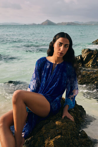 Out Of The Blue Chiffon Kaftan - Indigo, Indigo, image 5