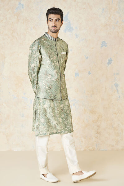Bhramar Nehru Jacket - Sage