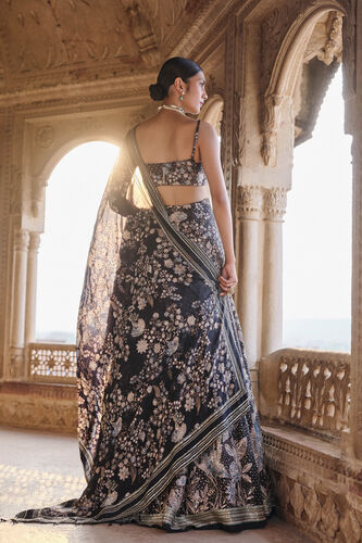 Izar Printed Sequin Lehenga Set - Black, Black, image 2