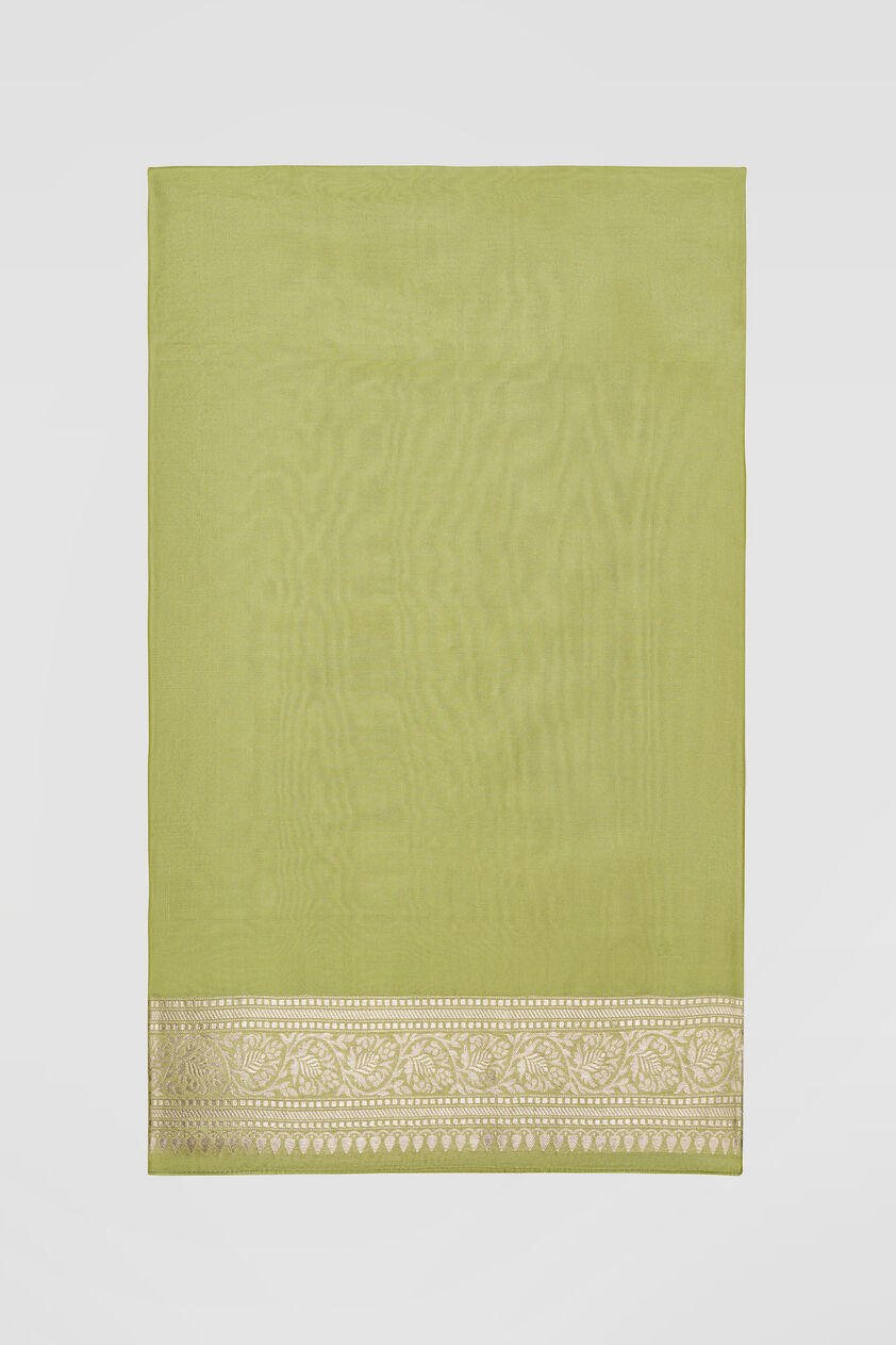 Jahanara Benarasi Silk Gota Patti Saree, Lime, image 7