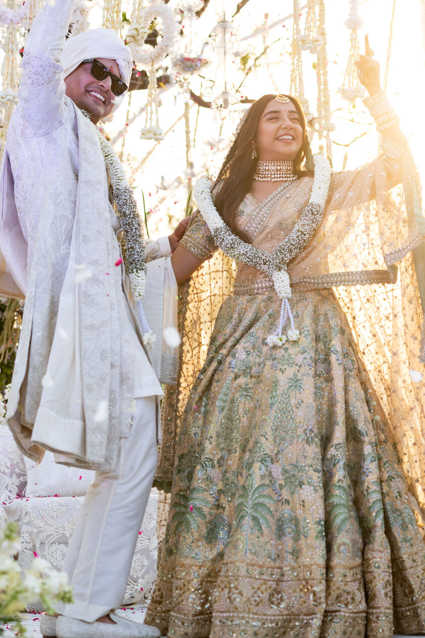 Parijat Hand-painted Pichhwai Lehenga Set - Gold, , image 4