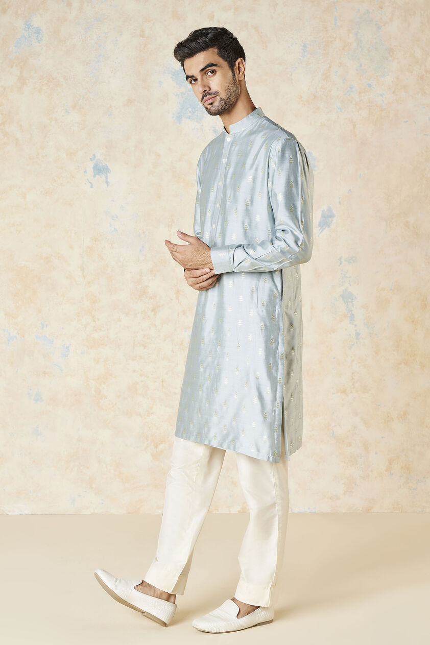 Faizan Silk Kurta - Powder Blue, Powder Blue, image 2