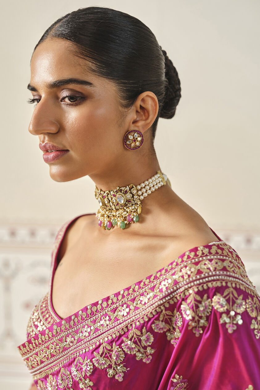 Debasmita Embroidered Saree - Pink, Purple, image 6