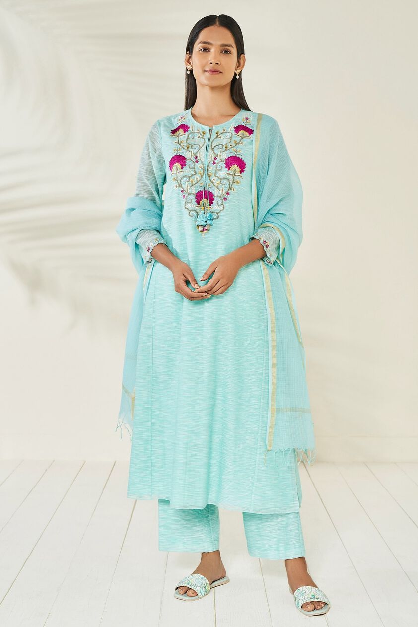 1 - Kayavi Kurta Set – Aqua, image 1