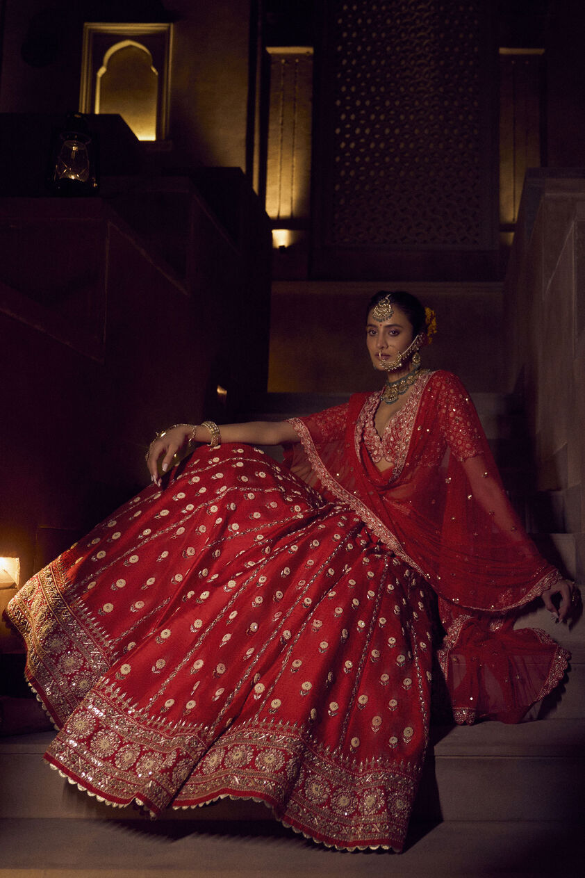 Gul Bano Lehenga - Red, , image 2