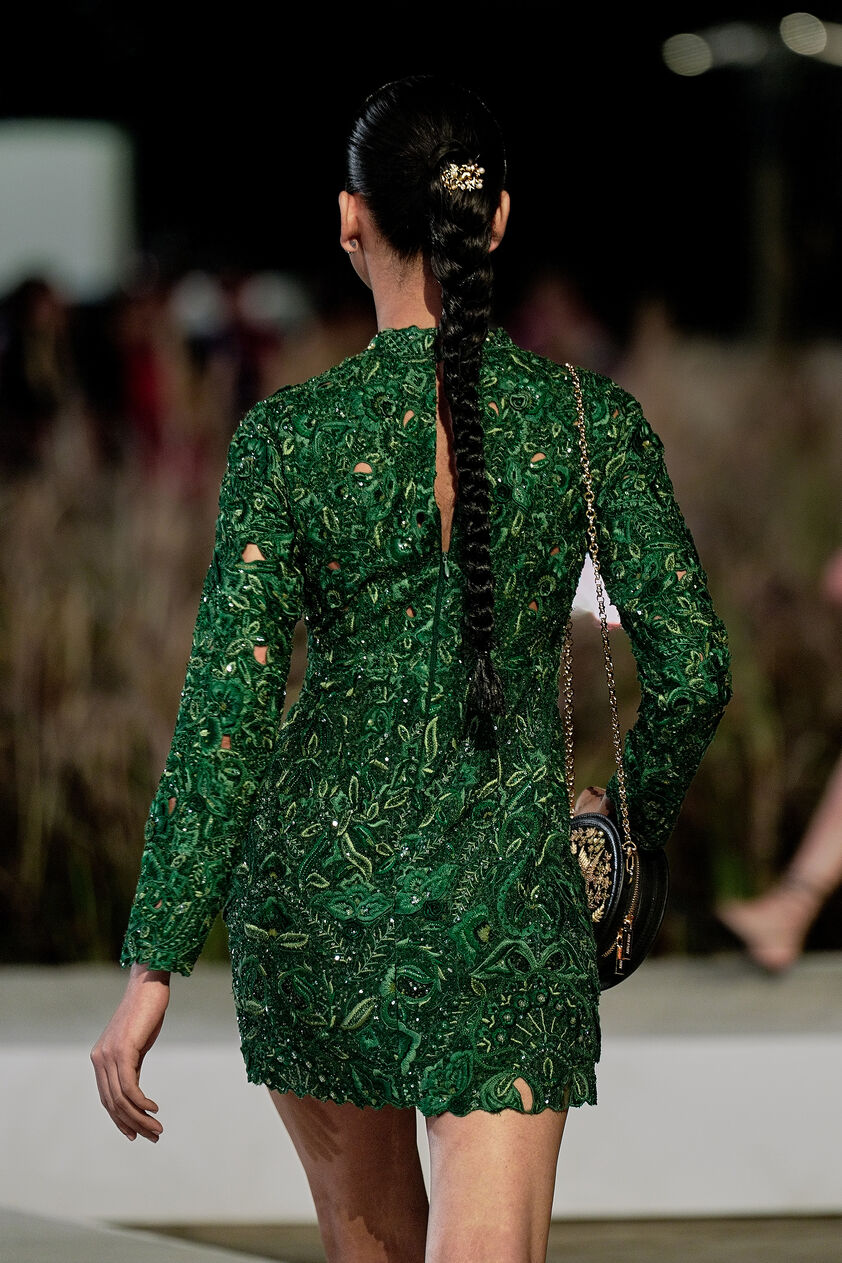 Rainfern Embroidered Applique Silk Mini - Green, Green, image 2