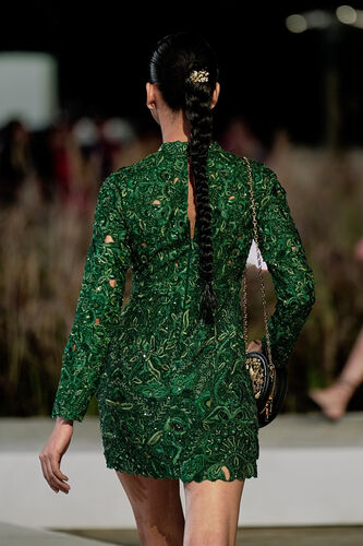 Rainfern Embroidered Applique Silk Mini - Green, Green, image 2