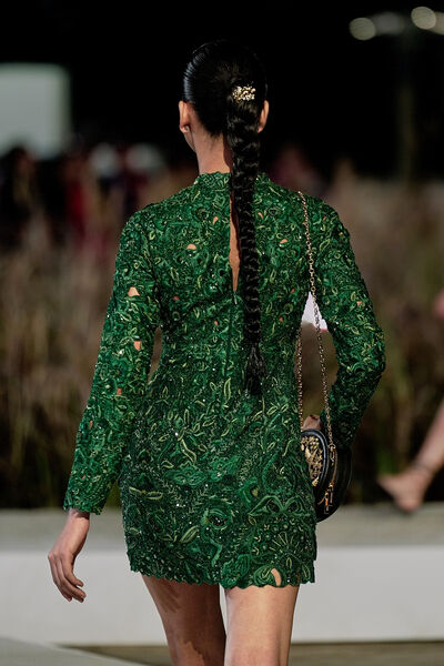 Rainfern Embroidered Applique Silk Mini - Green