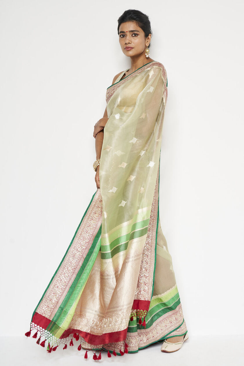 Gauhar Benarasi Saree - Sage, , image 2