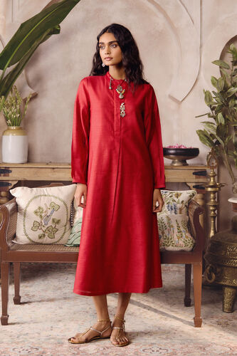 Baccara Silk Dress - Red, Red, image 1