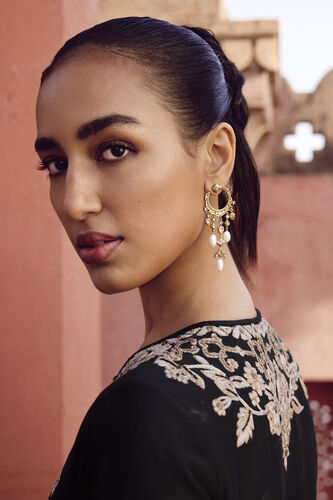 Samara Embroidered Silk Kaftan - Black, Black, image 6