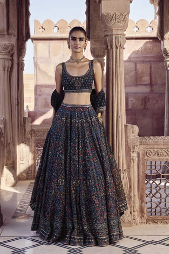 Sharinee Silk Lehenga Set - Blue, Blue, image 1
