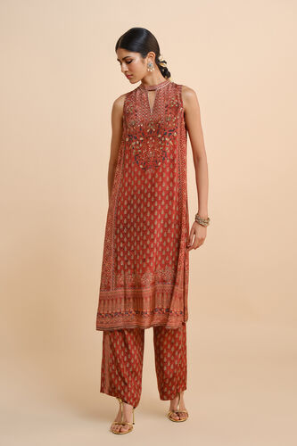 Emira A-line Kurta Set - Red, Red, image 1