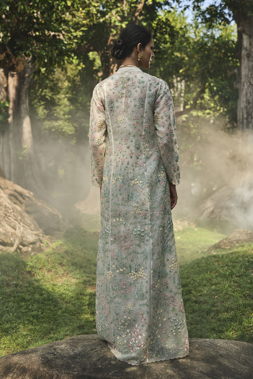 Sequoia Embroidered Silk Jacket Set - Ivory, Ivory, image 2