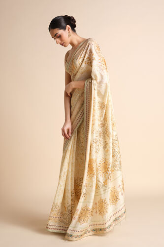 Vanora Printed Saree - Cream, Cream, image 3