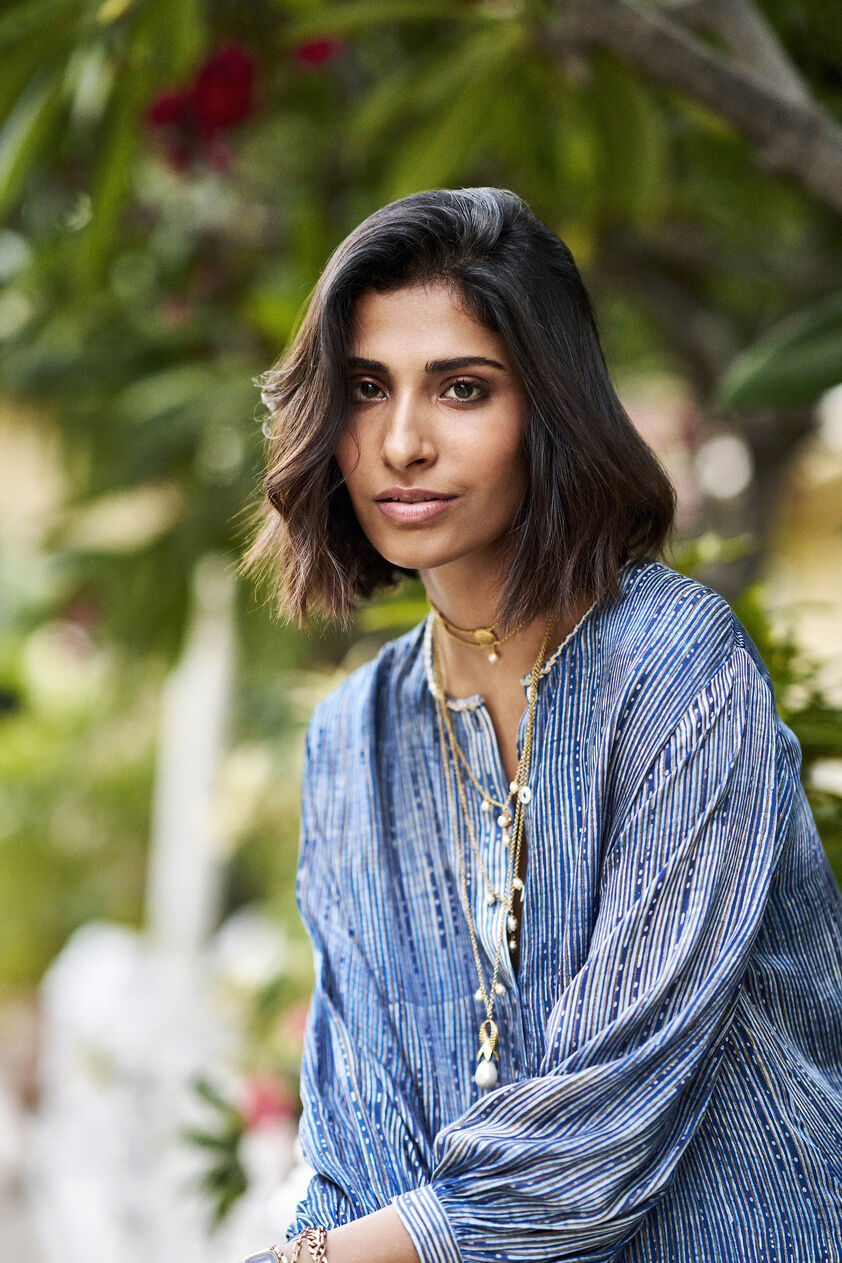 Drift Hand-block Printed Gold Khadi Coord - Indigo, Indigo, image 4