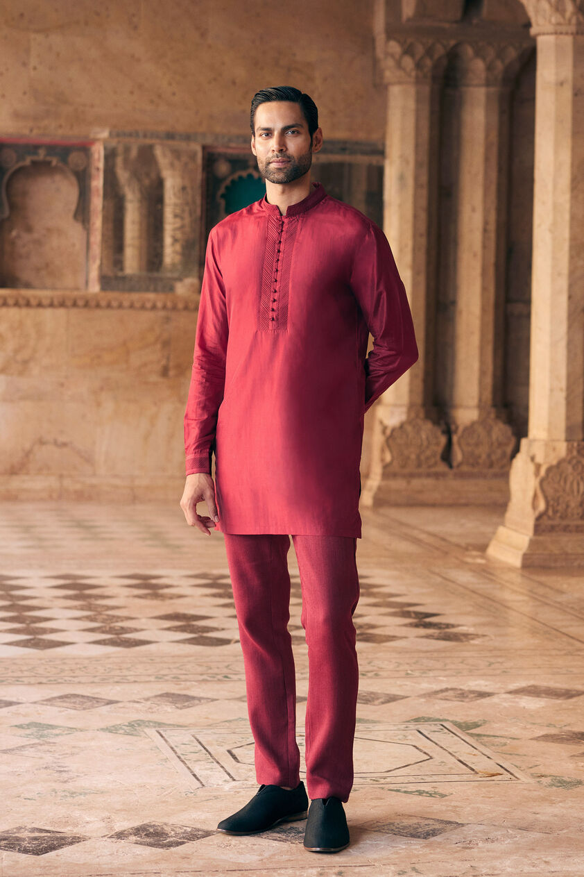 Maroon Silk Trousers, Maroon, image 1