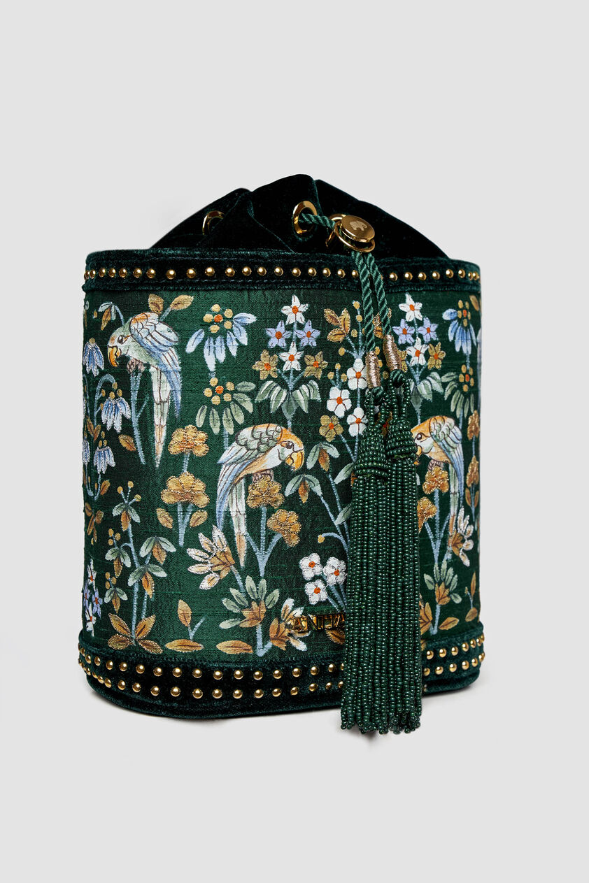 Pichhwai Bucket Bag - Starling Green, Green, image 2