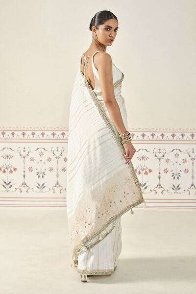 Siamak Handwoven Benarasi Silk Saree - Ivory