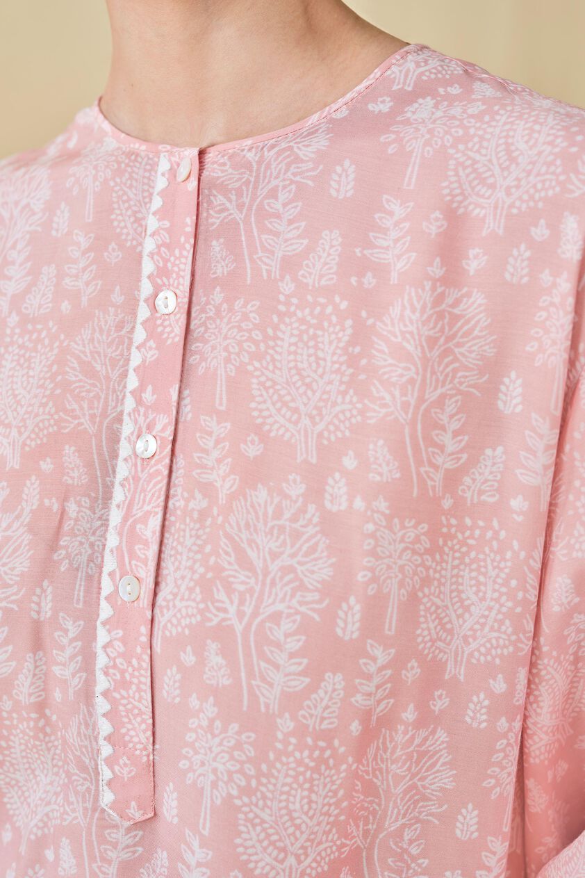 Tree Breeze Hand-block Printed Coord - Peach, Peach, image 9