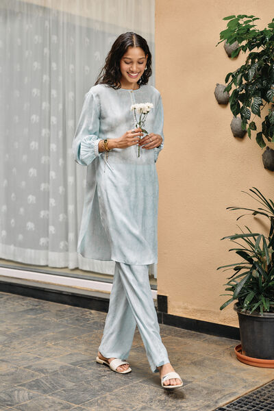 Tree Breeze Hand-block Printed Coord - Blue