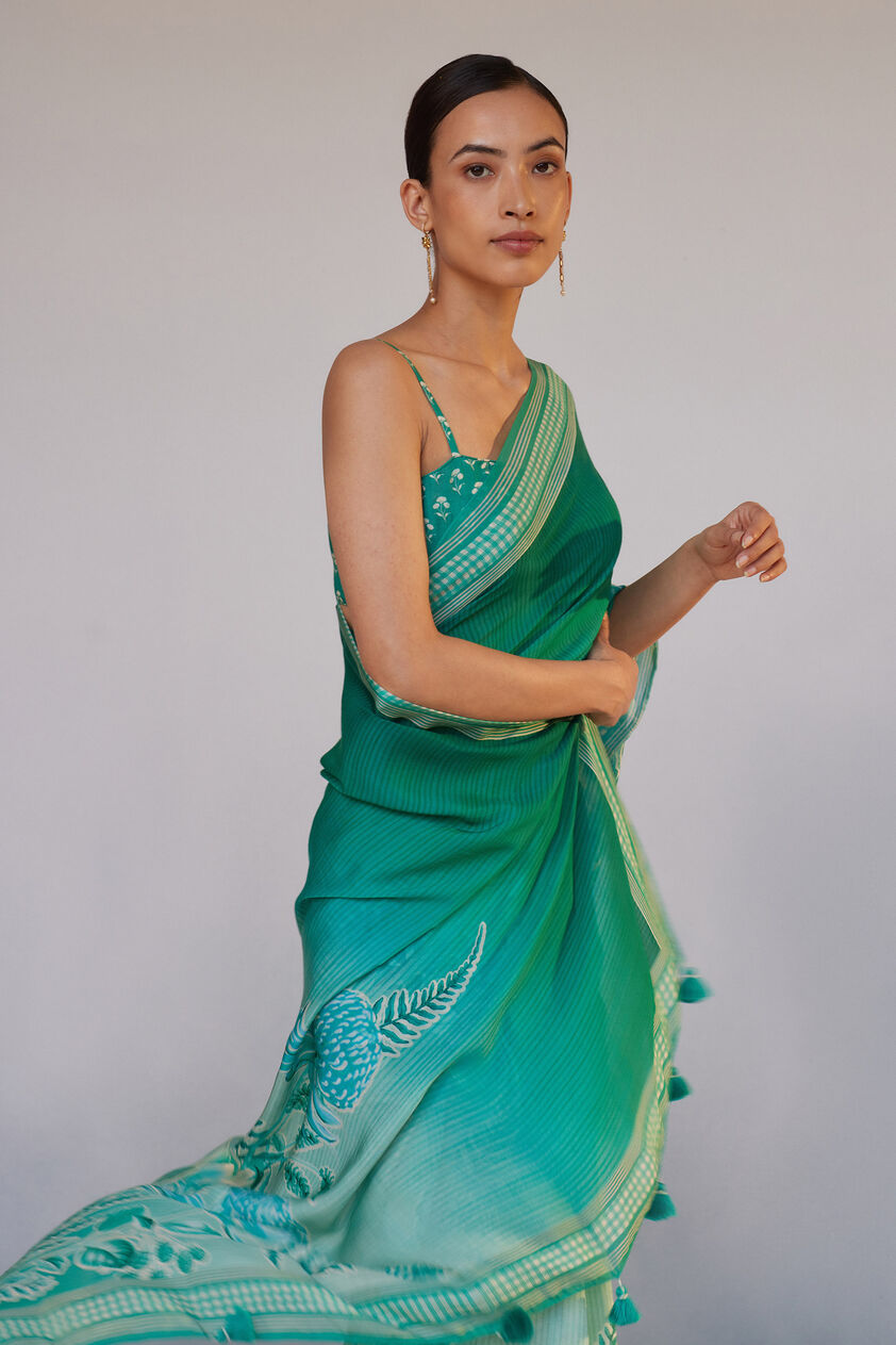 Aisling Saree Set - Green, Green, image 4