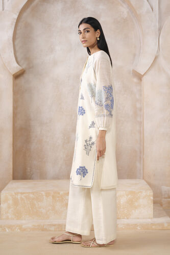 Iseda Hand-embroidered Kantha Kurta Set - White, White, image 3