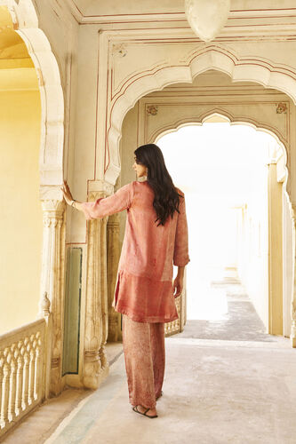 Sumac Hand-block Printed Gold Khadi Coord - Pink, Pink, image 2