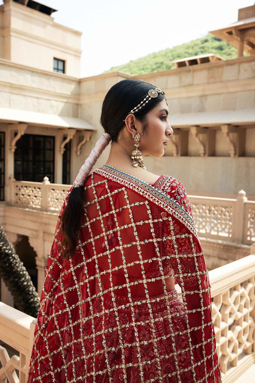 Amreen Gota Patti & Resham Silk Lehenga - Red, Red, image 2