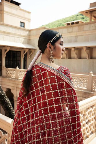 Amreen Gota Patti & Resham Silk Lehenga - Red, Red, image 2