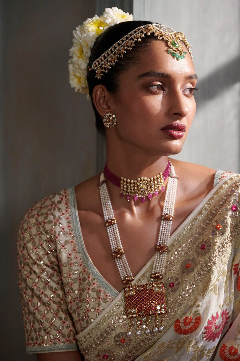 Vachi Saree Set - Cream, Cream, image 4