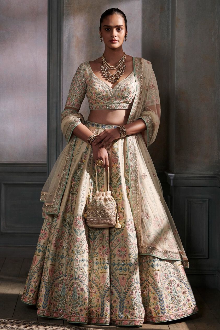 1 - Veena Lehenga Set – Cream, image 1