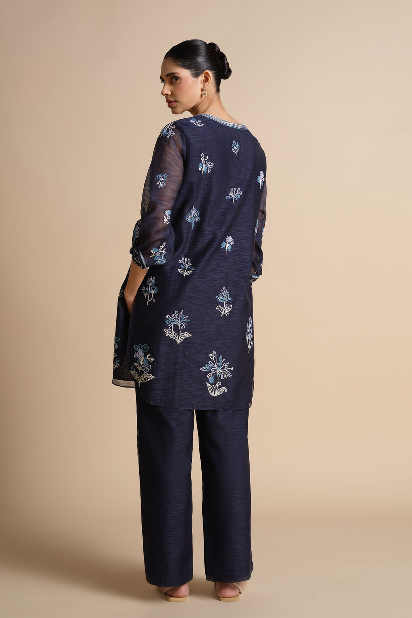 Plume Hand-embroidered SEWA Co-ord - Indigo, Indigo, image 2