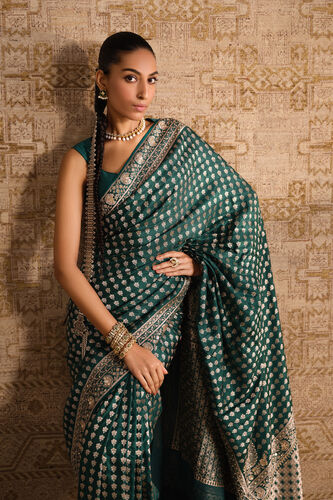 Arsheya Handwoven Benarasi Silk Saree - Green, Green, image 3