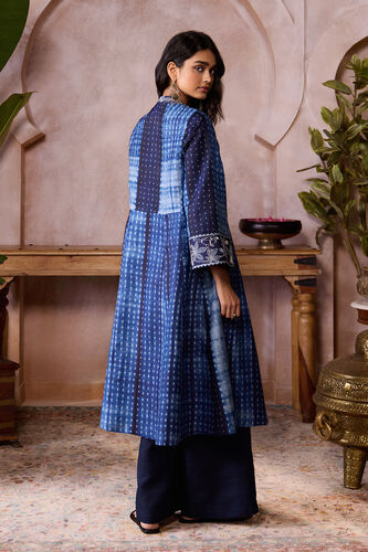 Delmore Handcrafted Shibori Silk Kurta Set - Blue, Blue, image 2