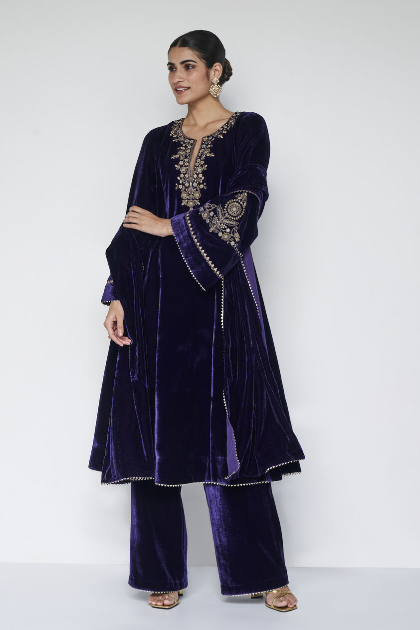 Tarakshya Embroidered Zardozi Suit Set - Blue, Blue, image 3