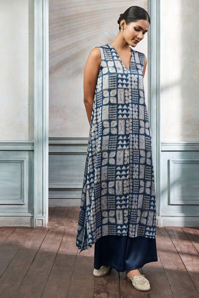 Bilvani Kurta Set - Indigo